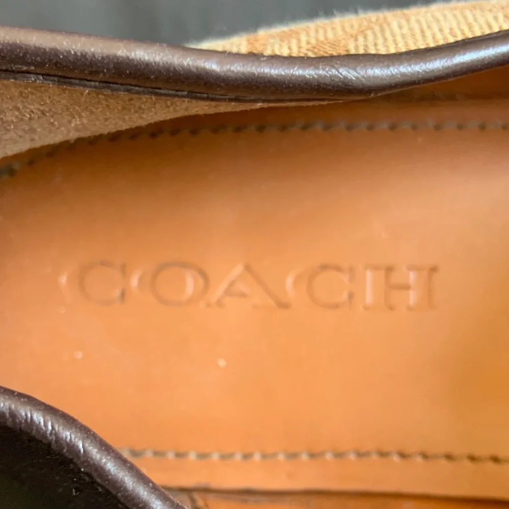Coach Signature C Canvas Horsebit Loafers Brown Leather Trim